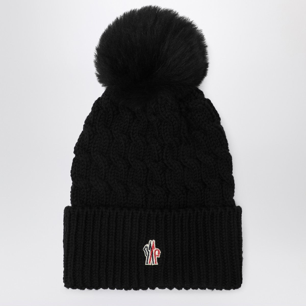 Moncler Grenoble Black wool hat with pom pom